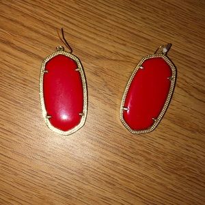 Kendra Scott Bright Red Earrings with Gold Medal